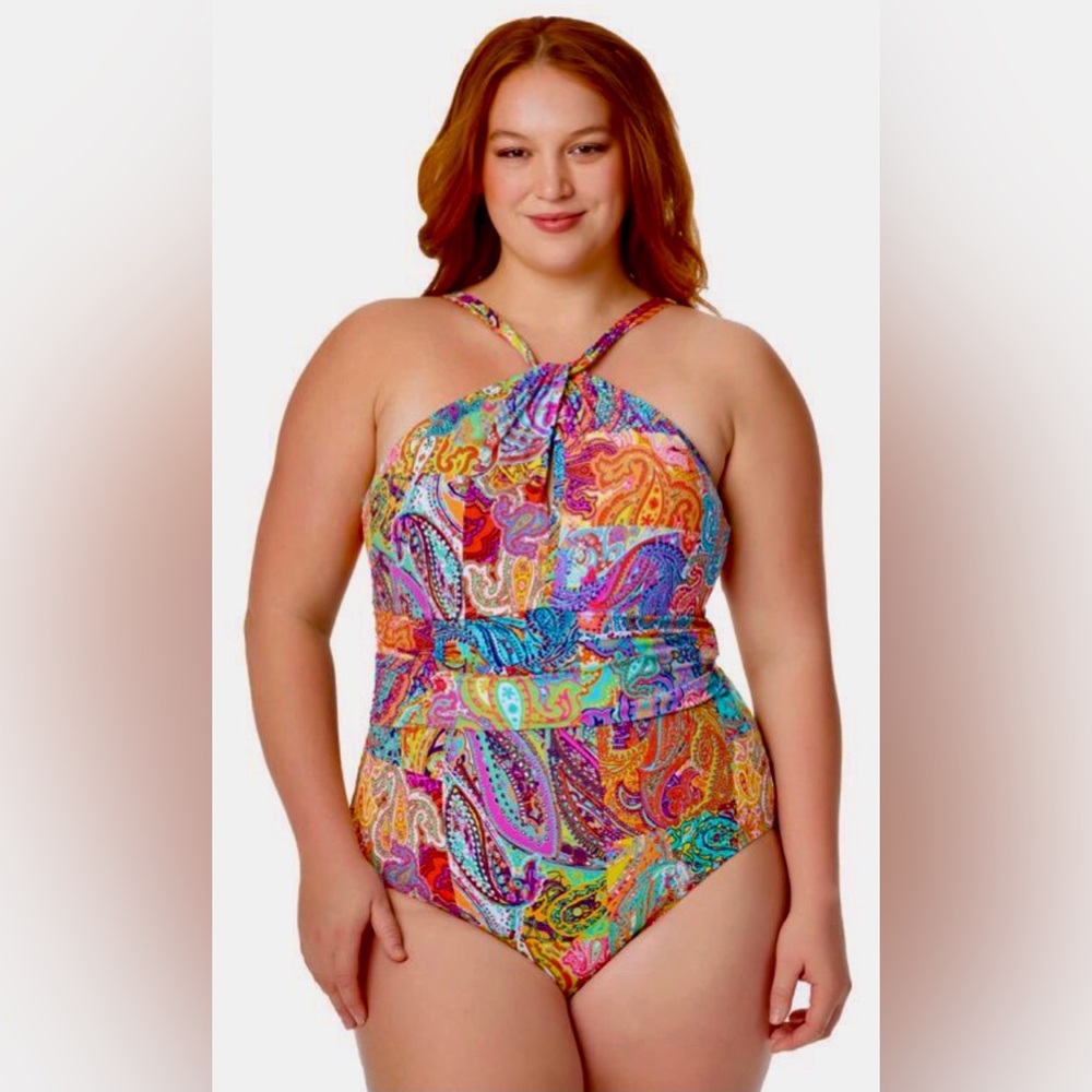 Blue Rod Beattie Bohemian Paradise Paisley Women Swim One Piece